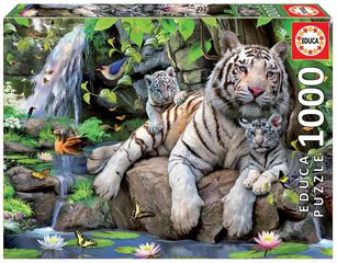 Puzle 1000 piezas tigres blancos de Bengala