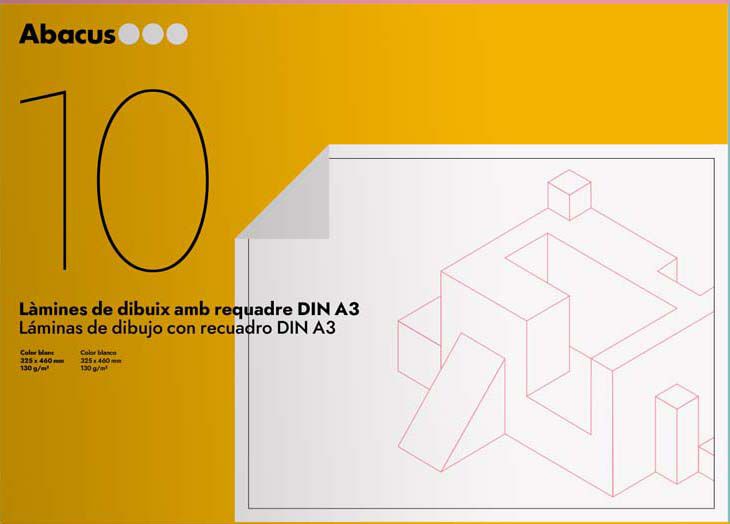 L&agrave;mines de dibuix amb requadre A3+ Abacus 10 fulls