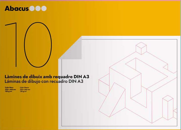 Làmines de dibuix amb requadre A3+ Abacus 10 fulls