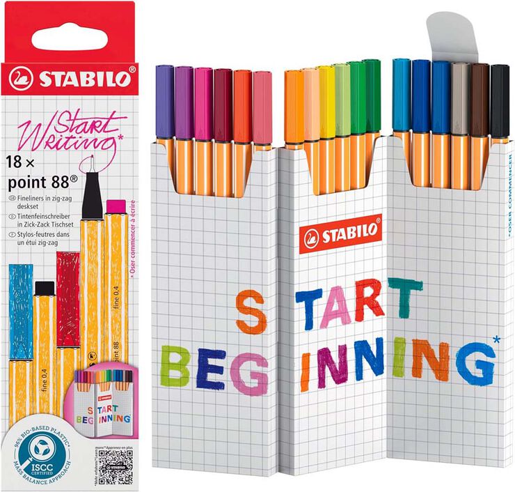 Rotuladores Stabilo Point88 - Estuche zigzag 18 colores