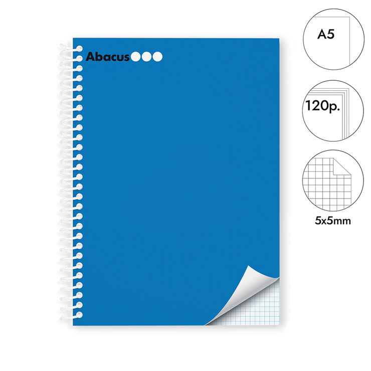 Notebook A5 Abacus tapa extradura 120 hojas 5x5 azul