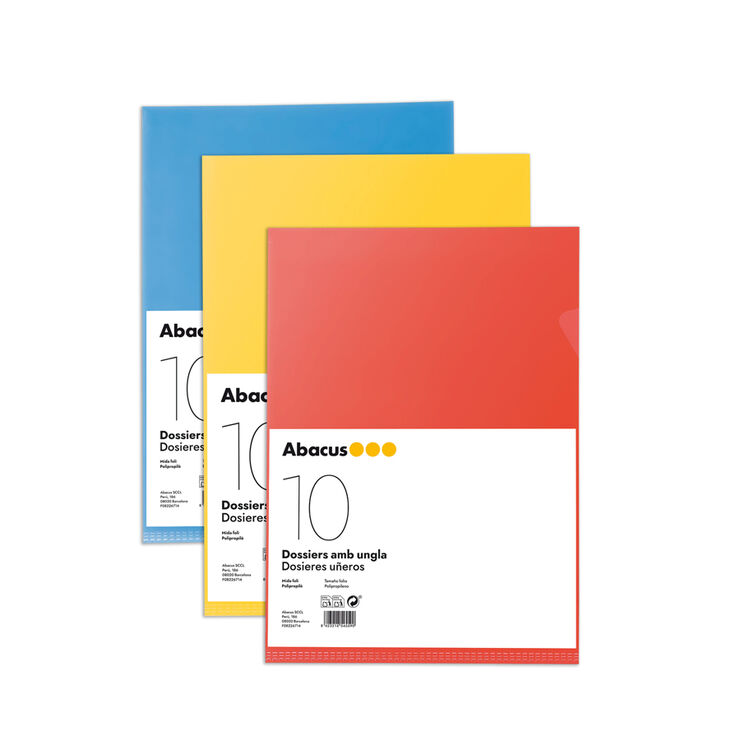 Dosier con uñero Abacus PP Folio rojo 10u