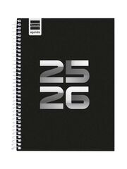 Agenda Finocam escolar Cool 1/4 setm/vista cas 2025-26 negre