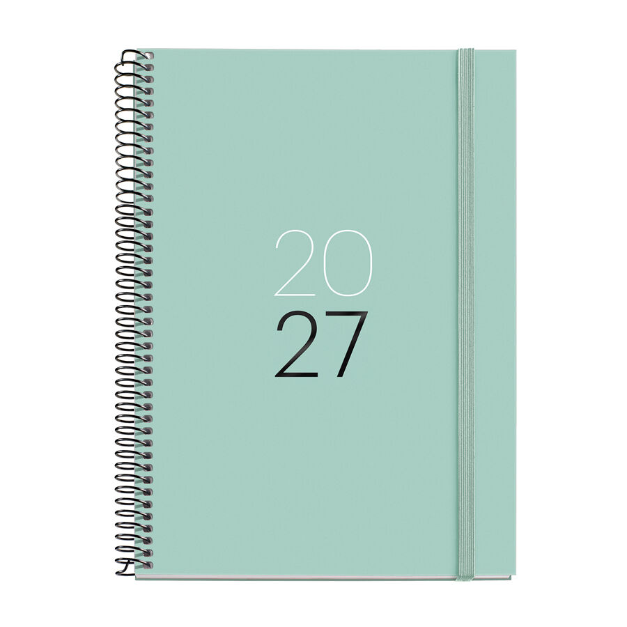 Agenda Miquelrius Espiral Plus Dia P&agrave;gina Multiling&uuml;e 2027 Calm Aqua