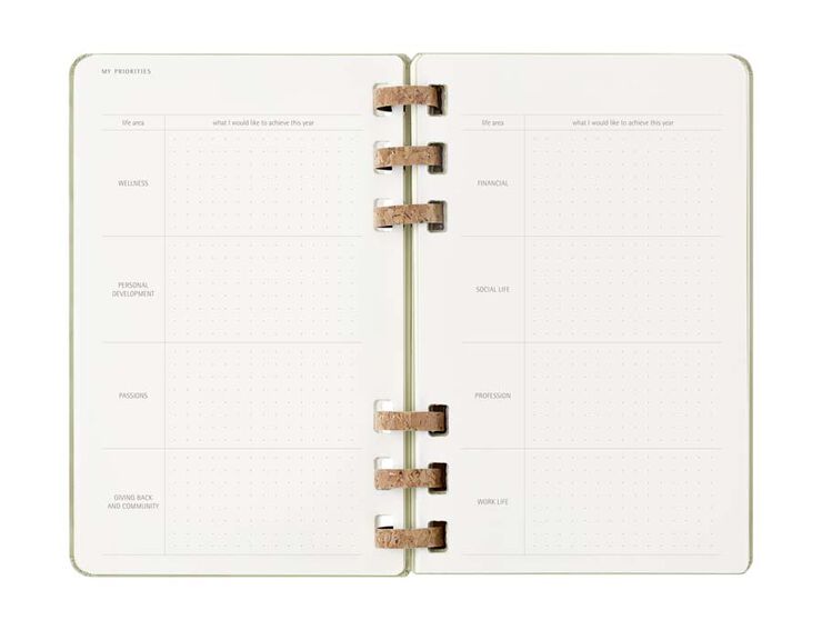Agenda espiral Moleskine Life Planner 12m sem/vista 2025 L kiwi
