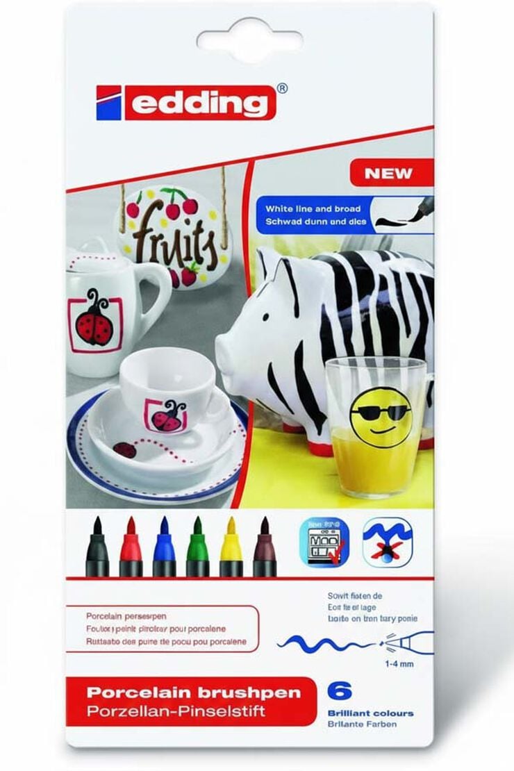 Retoladors pinzell porcellana Edding 4200A 6 colors