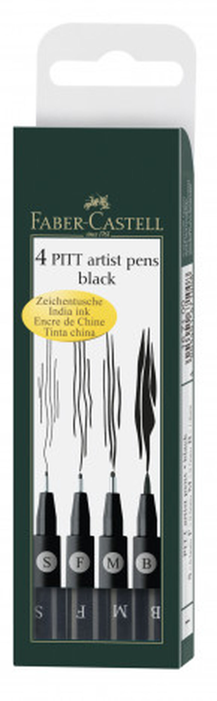 Rotuladores Fineliner Faber-Castell Pitt Negro 4 unidades