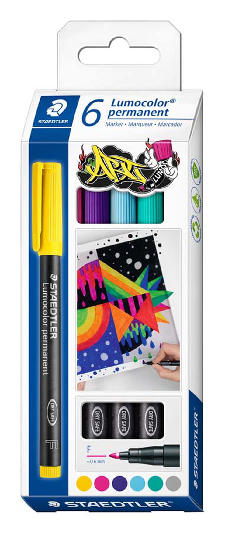 Rotuladores permanentes Staedtler Lumocolor Art F 6 colores