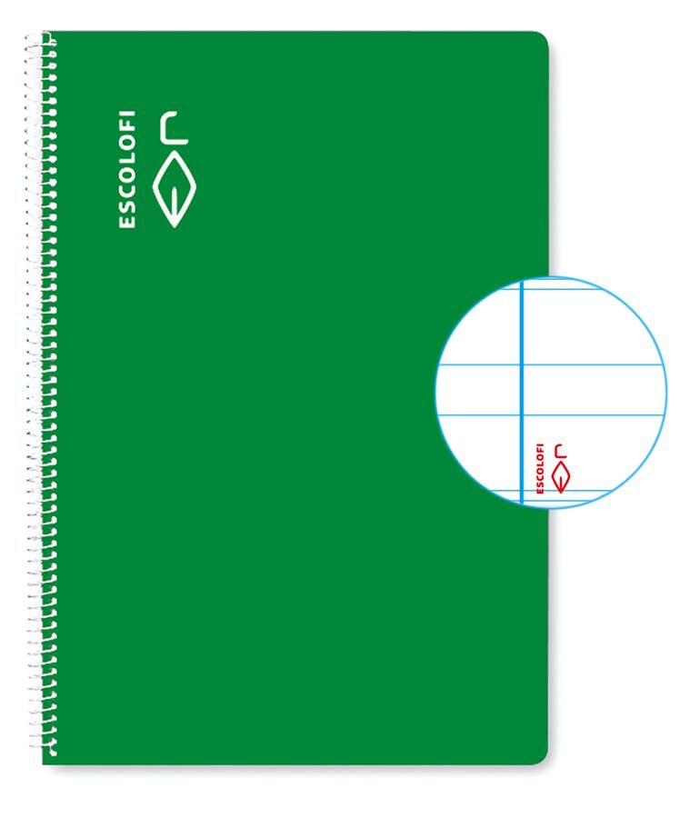 Llibreta espiral Escolofi A4 80 fulls montessori 3,5 marge verd