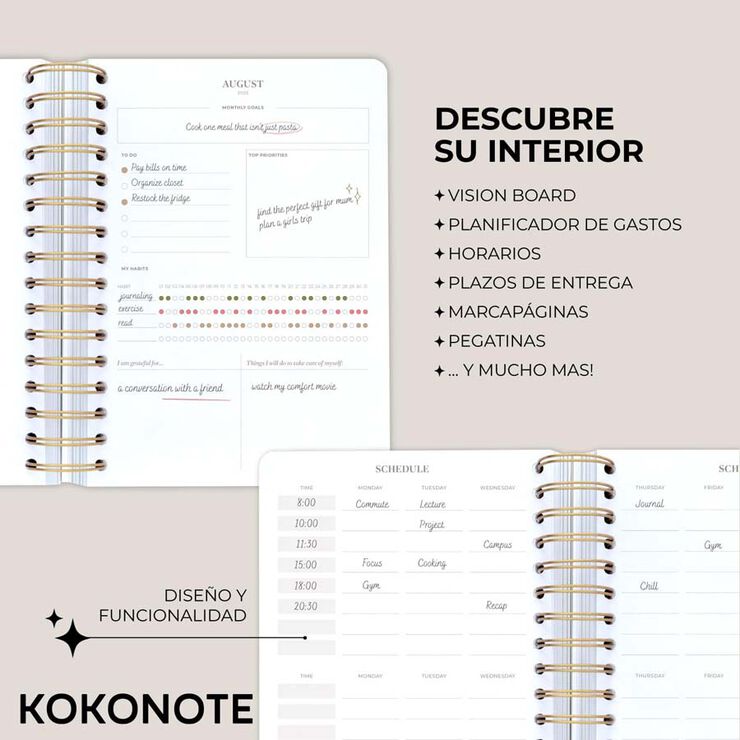 Agenda escolar Kokonote dia/pàg anglès 2025-26 M. Wabi