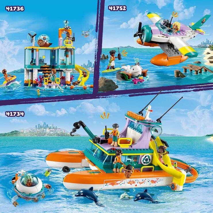 LEGO® Friends Barco de Rescate Marítimo con Animales MariNos 41734