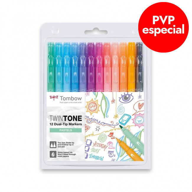 Rotuladores Tombow TwinTone Dual Pastel 12 colores