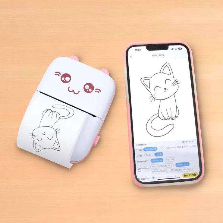 Impresora Mini Funny Kawai rosa
