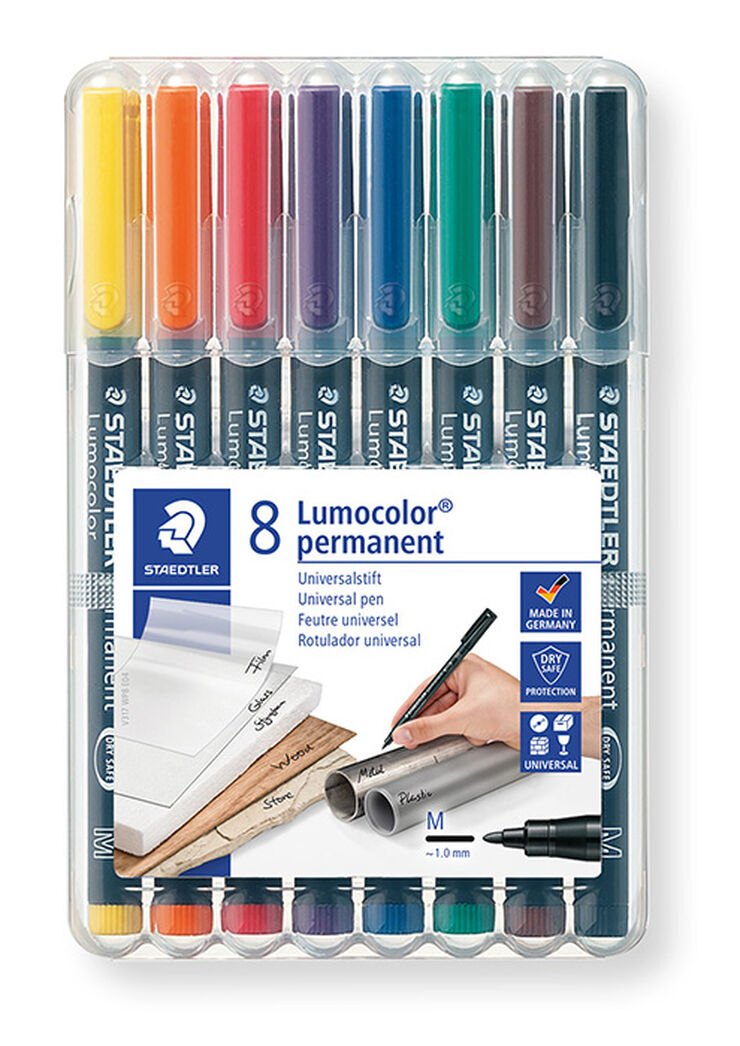Rotuladores permanentes Staedtler Lumocolor M 8 colores