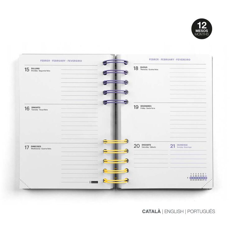 Agenda Escolar Miquel Rius Activa Wire-O sem/vista catal&aacute;n 2026-2027 Gris