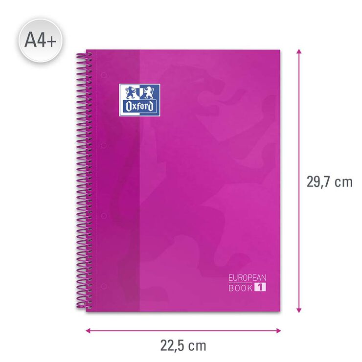 Notebook Oxford EuropeanBook 1 A4 80 fulls 5x5 fúcsia