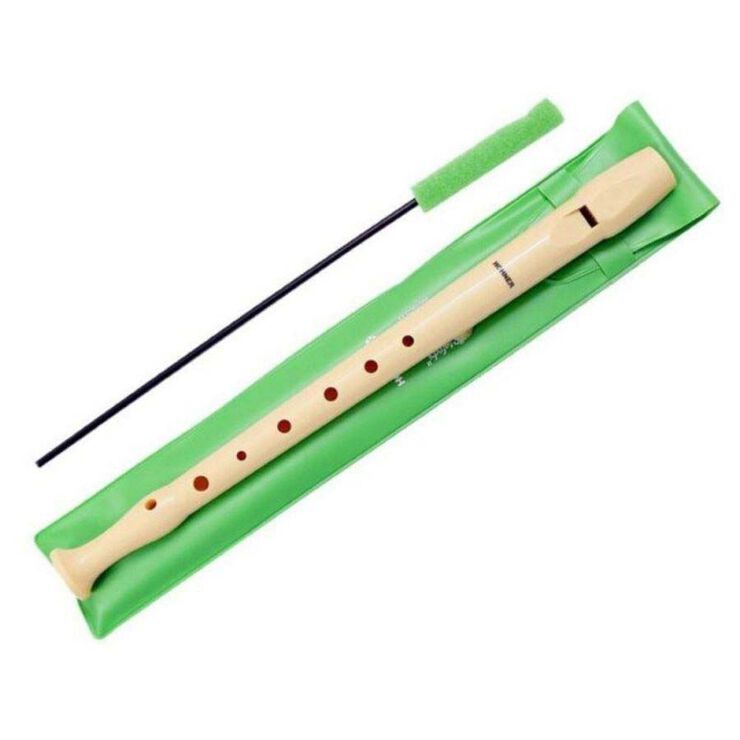 Flauta soprano amb netejador i funda verda