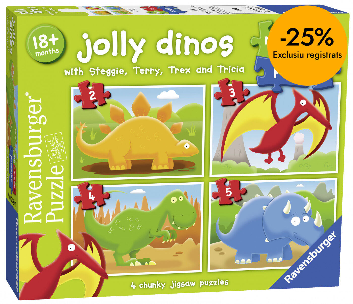 Puzle 2-3-4-5 peces Dinosaures 4U