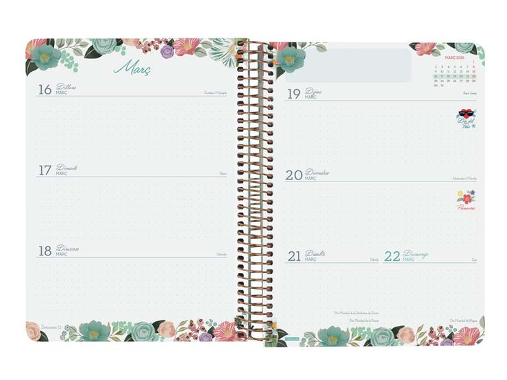 Agenda Finocam 16 mesos Cloe E10 setm/vista cat 2025-26 blau