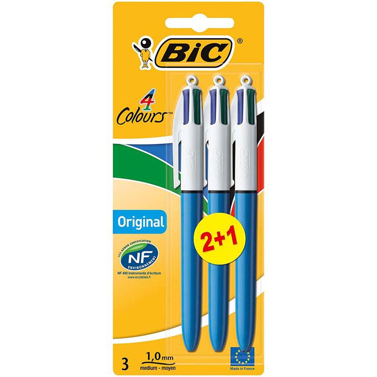 Bolígrafo Bic 4 colores 2+1 unidades - Abacus Online