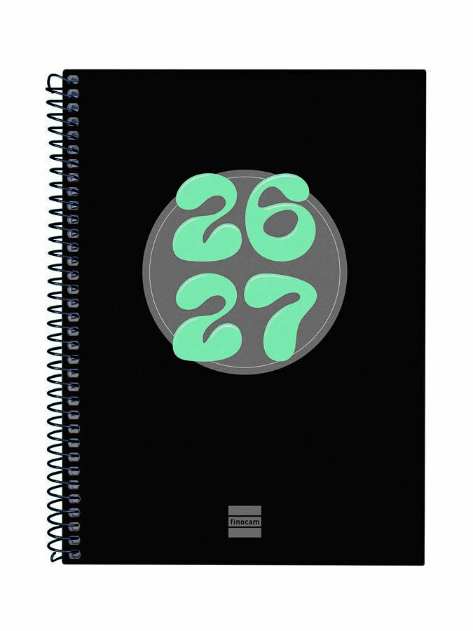 Agenda Escolar Finocam Cool 1/4 Sem/Vista Castellano 2026-27 Negro