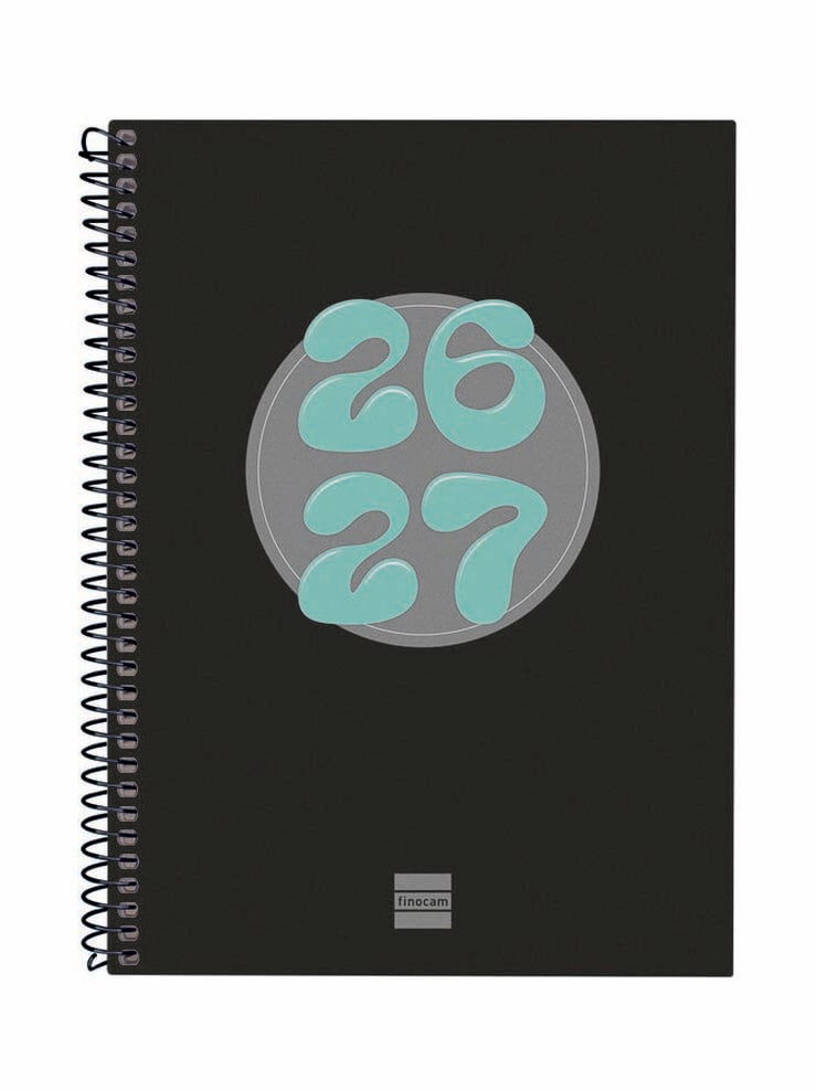 Agenda Escolar Finocam Cool 1/4 Sem/Vista Castellano 2026-27 Negro