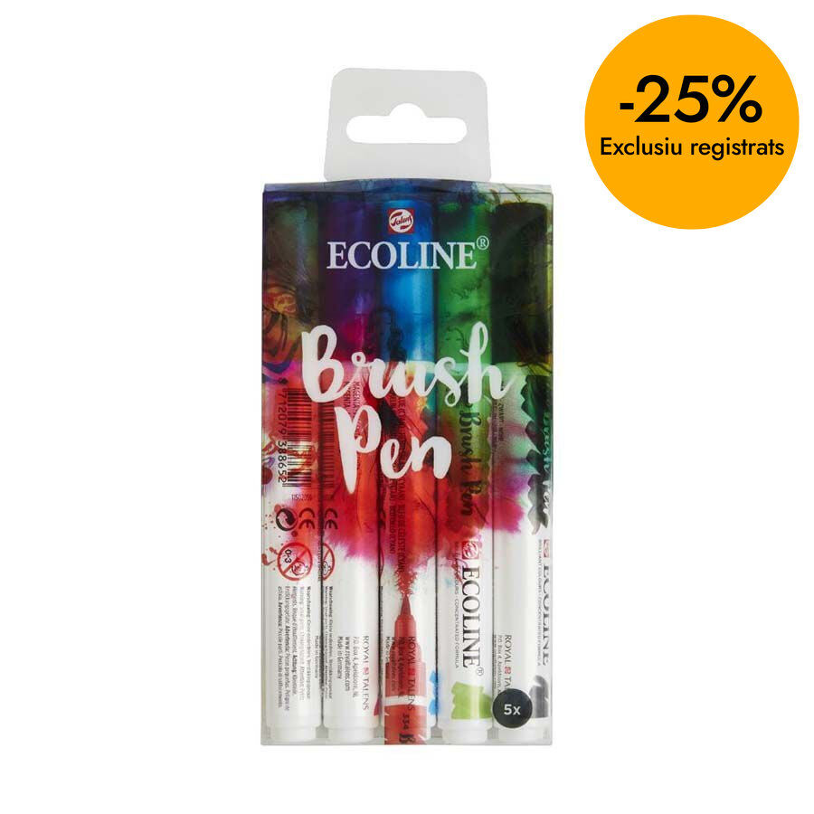 Retolador pinzell Talens colors primaris 5 colors