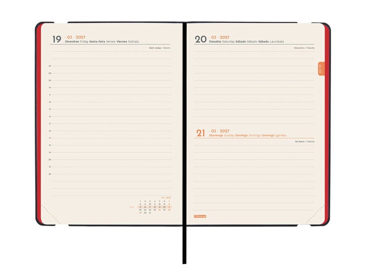 Agenda Finocam Flex Llisa D&iacute;a P&aacute;gina 2027 Catal&aacute;n Rojo