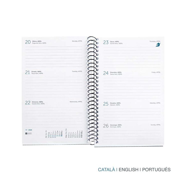 Agenda Espiral Miquelrius Activa sem/vista catalán 2026 Calm grafito