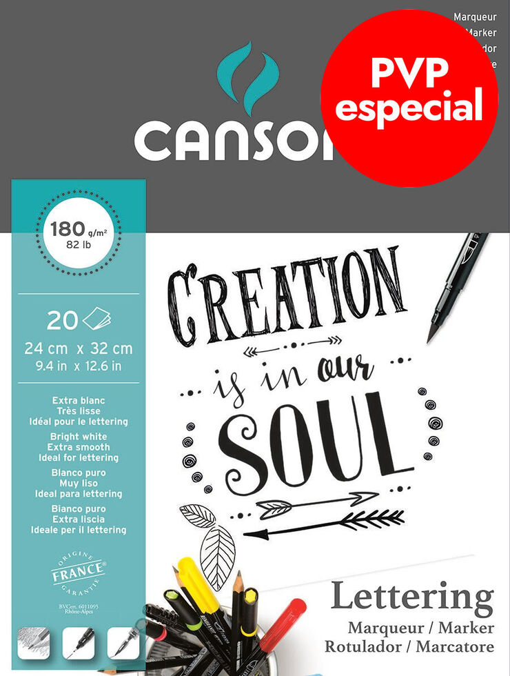 Bloc Canson Lettering Marker Satin 24x32 180g 20 hojas