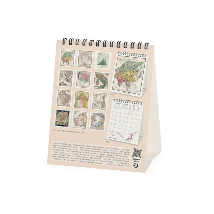 Calendario Legami 12x14,5 Sobremesa Vintage Maps Multiling&uuml;e 2027