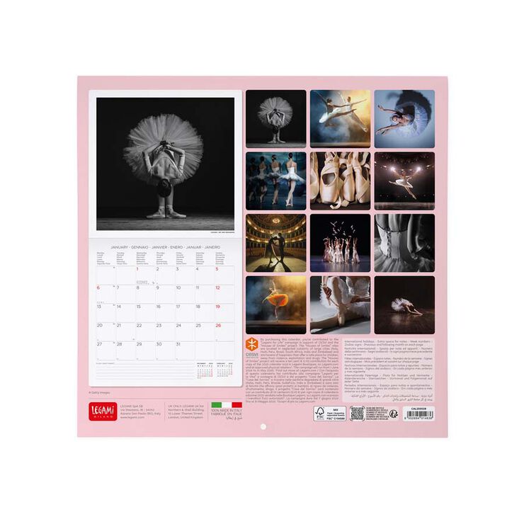 Calendario Pared Legami m/vista 2025 Ballet