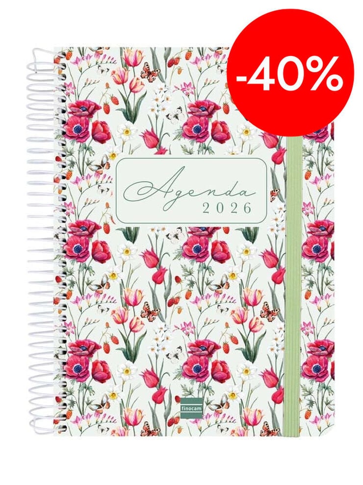 Agenda Finocam Cloe E10 dia/p&agrave;g cas 2026 verd