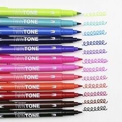Rotuladores Tombow TwinTone Brillantes 12 colores