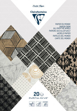 Papeles del mundo Clairefontaine grises 20 hojas