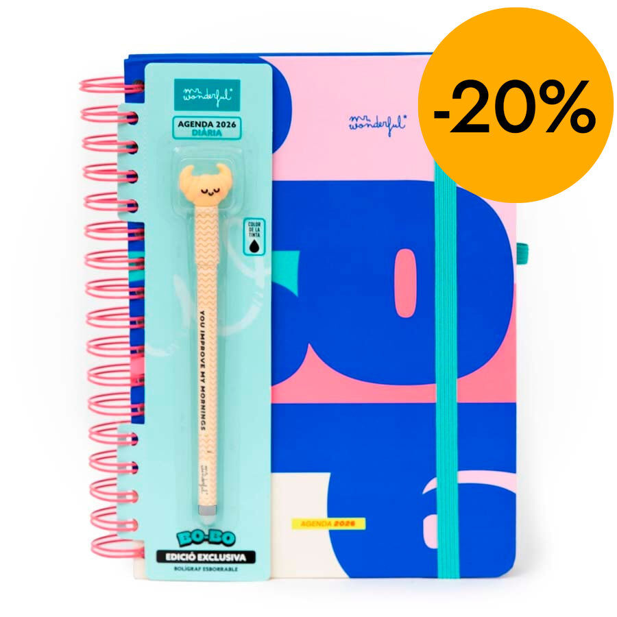 Agenda Mr.Wonderful d&iacute;a/p&aacute;g 2026 cat Quan una porta...