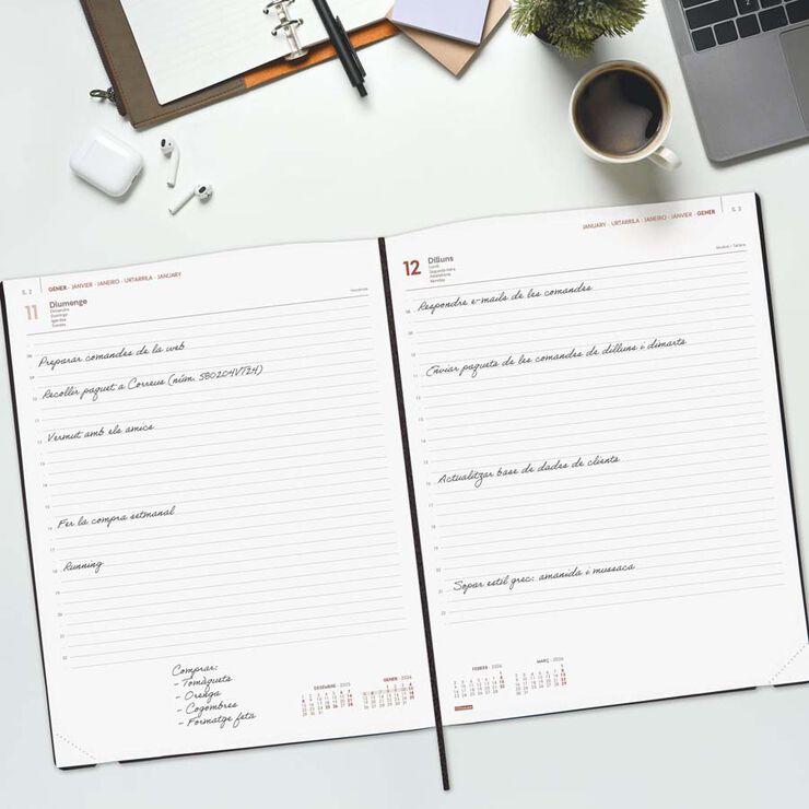 Agenda Finocam Mara Y12 día/pág cat 2026 negro