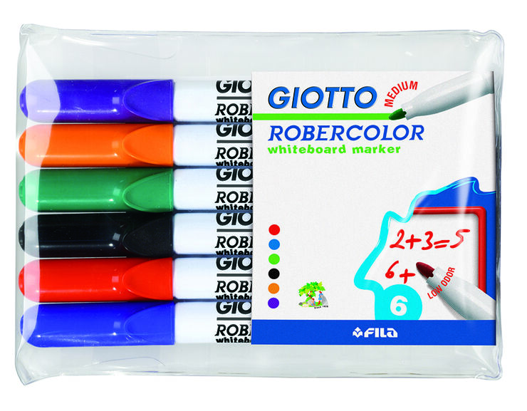 Retoladors Giotto Pissarra Blanca, 6 colors