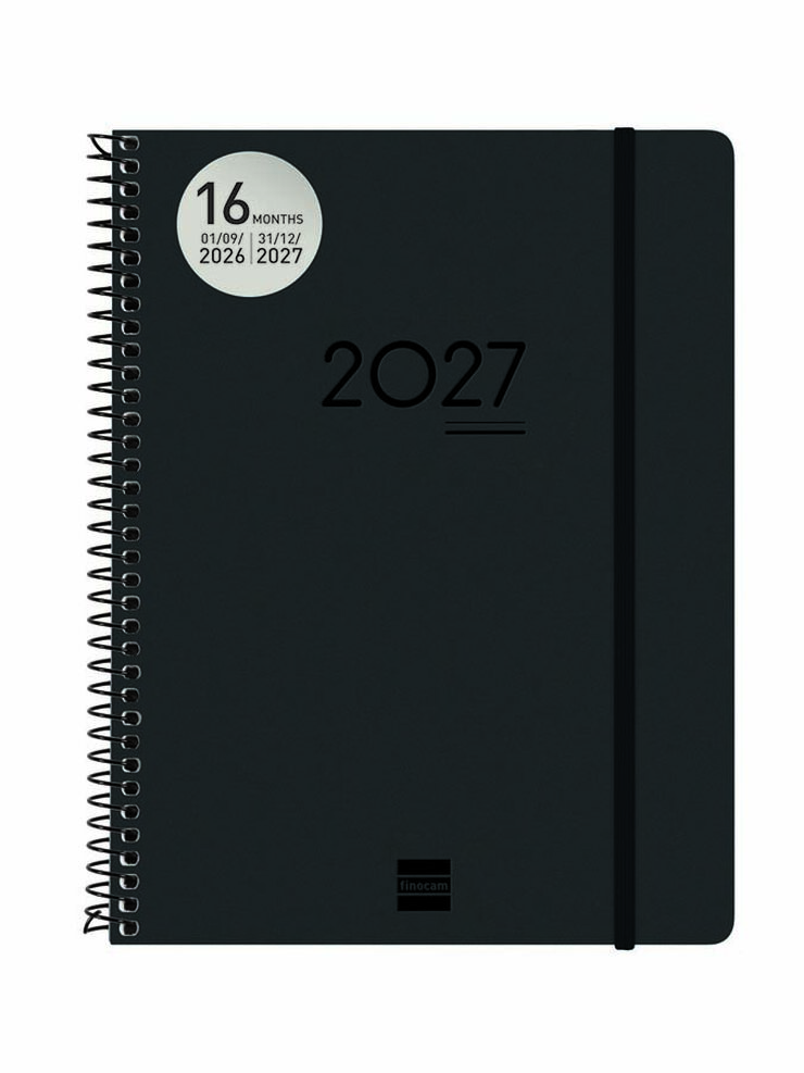 Agenda Finocam 16M Ikon E10 Sem/Vista Vertical Multiling&uuml;e 2026-27 Negro