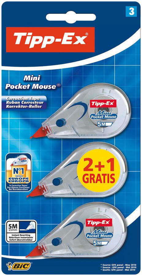 Cinta correctora Tipp-Ex Mini Pocket Mouse 2+1u