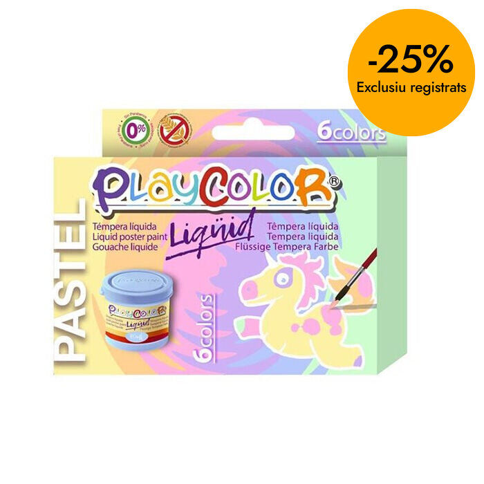 Tempera l&iacute;quida Playcolor Pastel 6c.