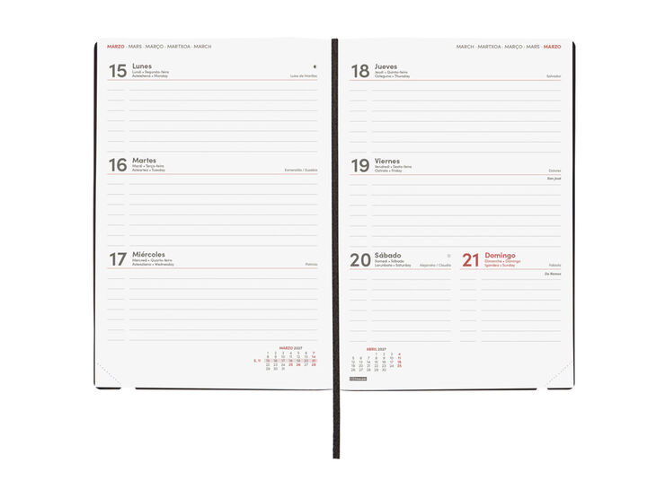 Agenda Finocam Mara Semana Vista Horizontal 2027 Castellano Rojo