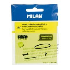 Notes adhesives transl&uacute;cides Milan 76x76mm groc fluo