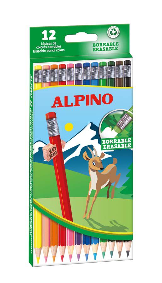 L&aacute;pices de colores Alpino borrable 12 colores