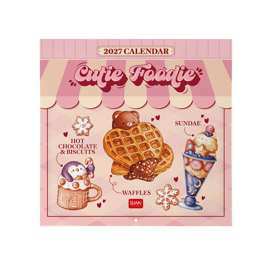Calendario Legami 30x29 Pared Cutie Foodie Multiling&uuml;e 2027