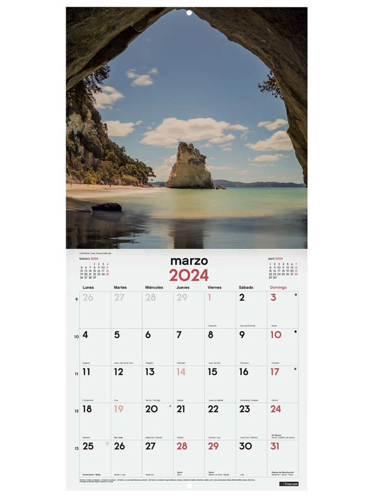 Calendario pared Finocam 30X30 2024 Paisaj.Paraiso cas