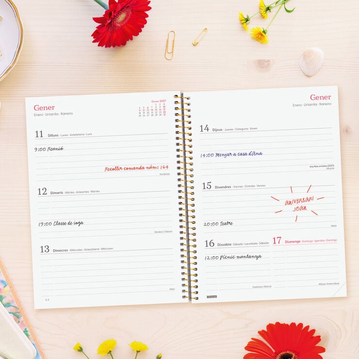 Agenda Finocam Design Collection Semana Vista Horizontal 2027 Catal&aacute;n Lema