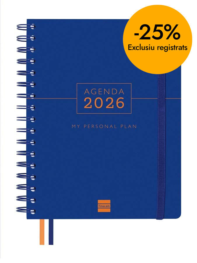 Agenda Finocam 16 meses Tempus 1/4 sem/vista vertical cas 2025-26 azul