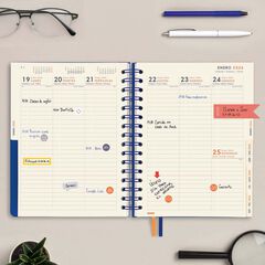 Agenda Finocam 16 meses Tempus 1/4 sem/vista vertical cas 2025-26 azul
