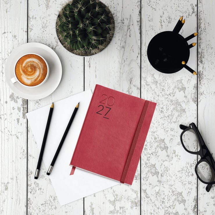 Agenda Miquelrius Journal D&iacute;a P&aacute;gina Multiling&uuml;e Luxor 2027 Rojo